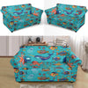 Manatee Whale Fish Octopus Pattern Print Loveseat Cover-grizzshop