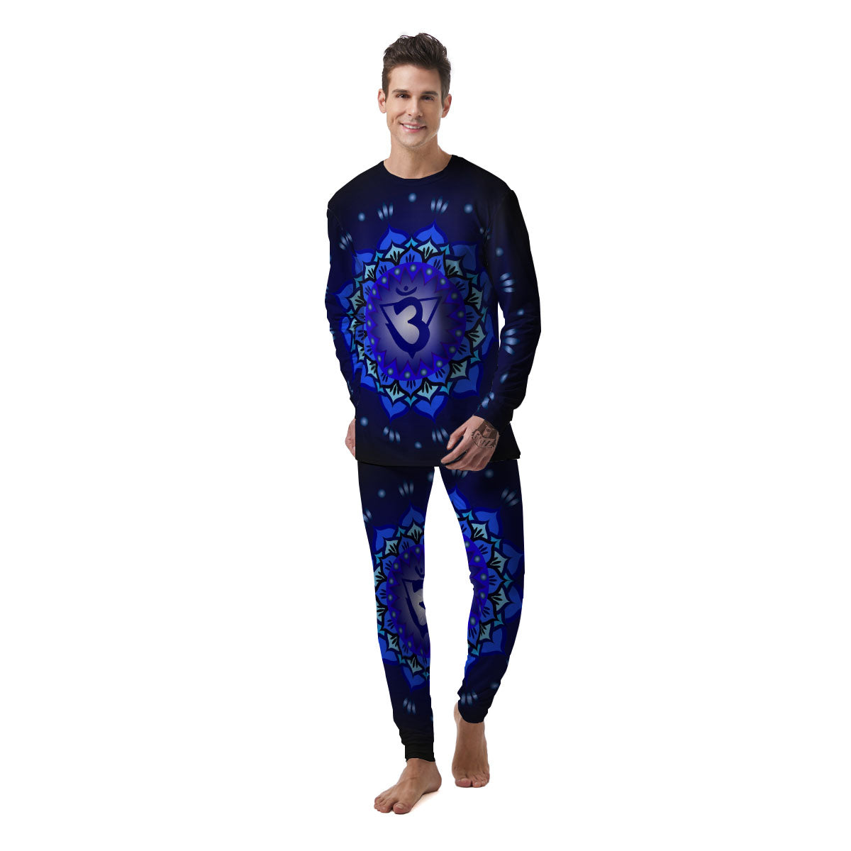 Mandala Ajna Chakra Print Men's Pajamas-grizzshop