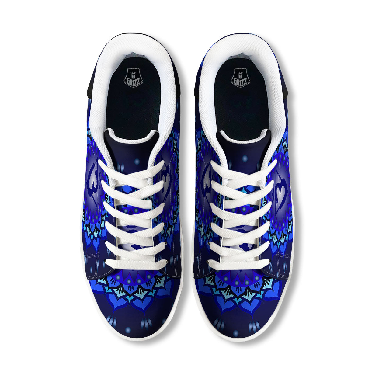Mandala Ajna Chakra Print White Low Top Sneakers-grizzshop