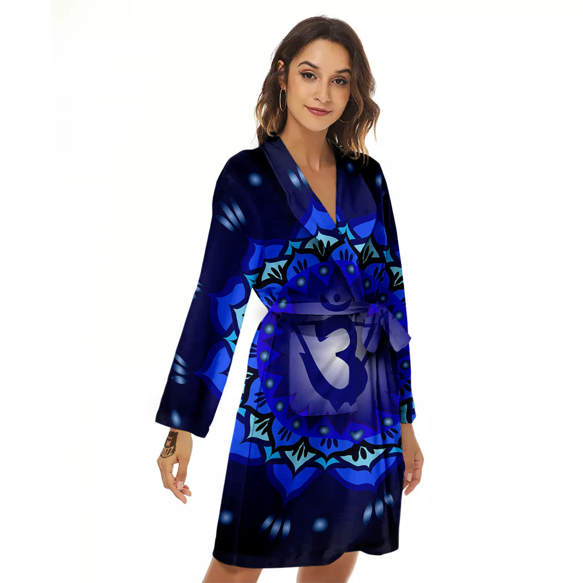 Mandala Ajna Chakra Print Women's Robe-grizzshop