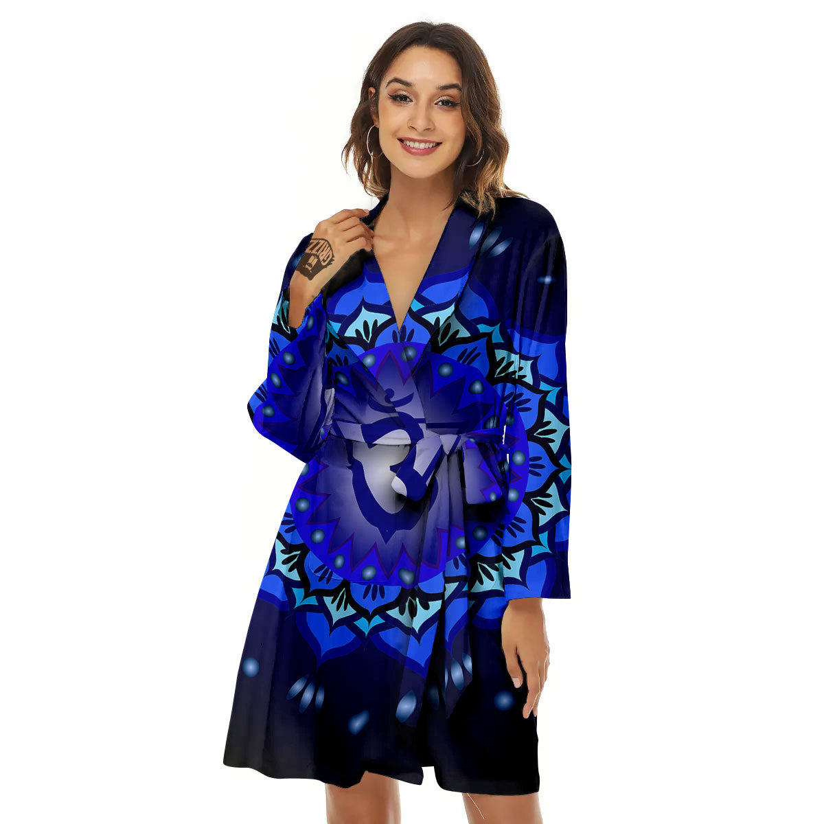 Mandala Ajna Chakra Print Women's Robe-grizzshop
