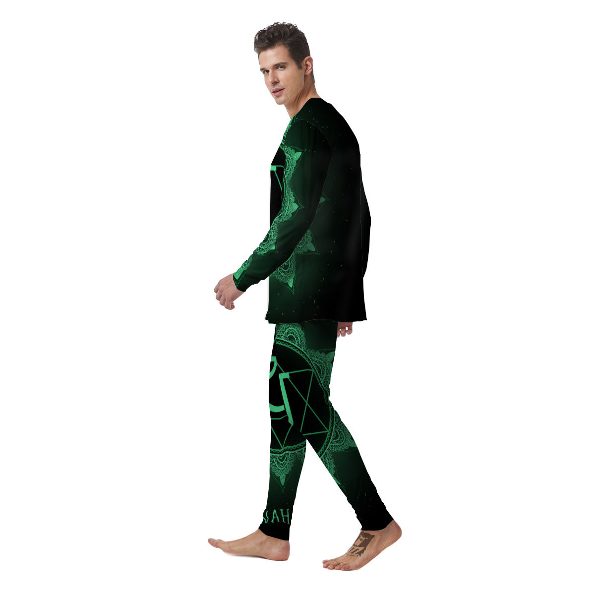 Mandala Anahata Chakra Print Men's Pajamas-grizzshop