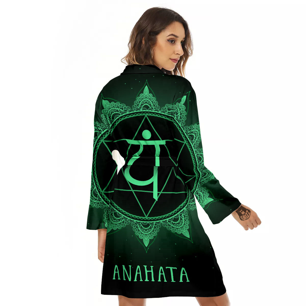 Mandala Anahata Chakra Print Women's Robe-grizzshop