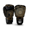 Mandala Black And Gold Print Boxing Gloves-grizzshop