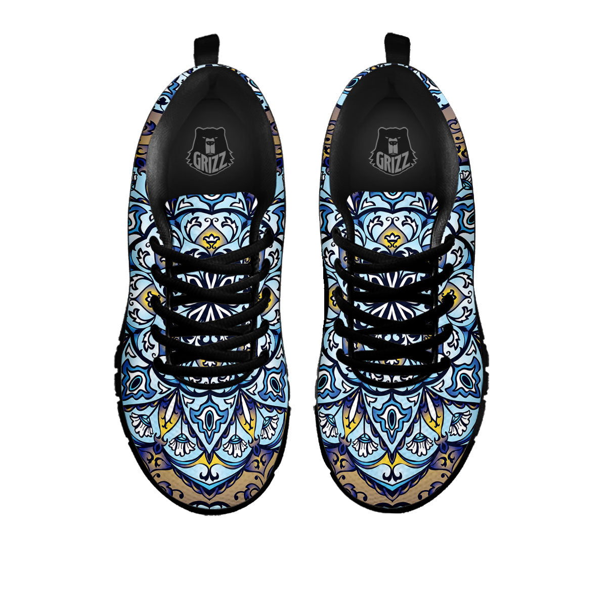 Mandala Blue And Purple Print Black Sneaker-grizzshop