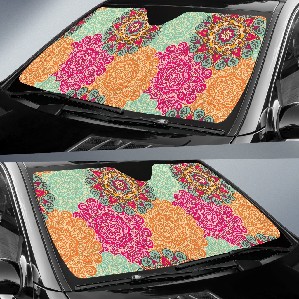 Mandala Bohemian Boho Pattern Print Car Sun Shade-grizzshop