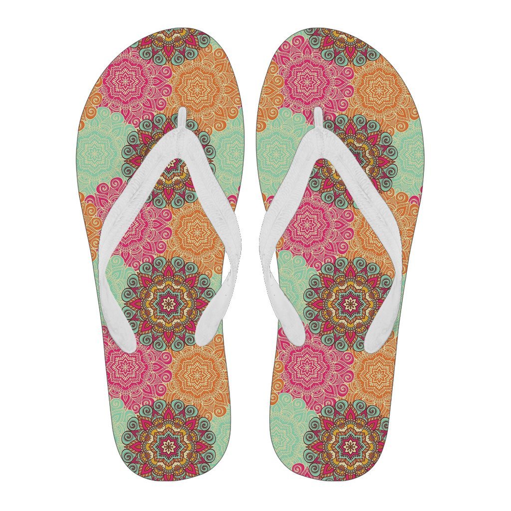 Mandala Bohemian Boho Pattern Print Men & Women Flip Flops-grizzshop