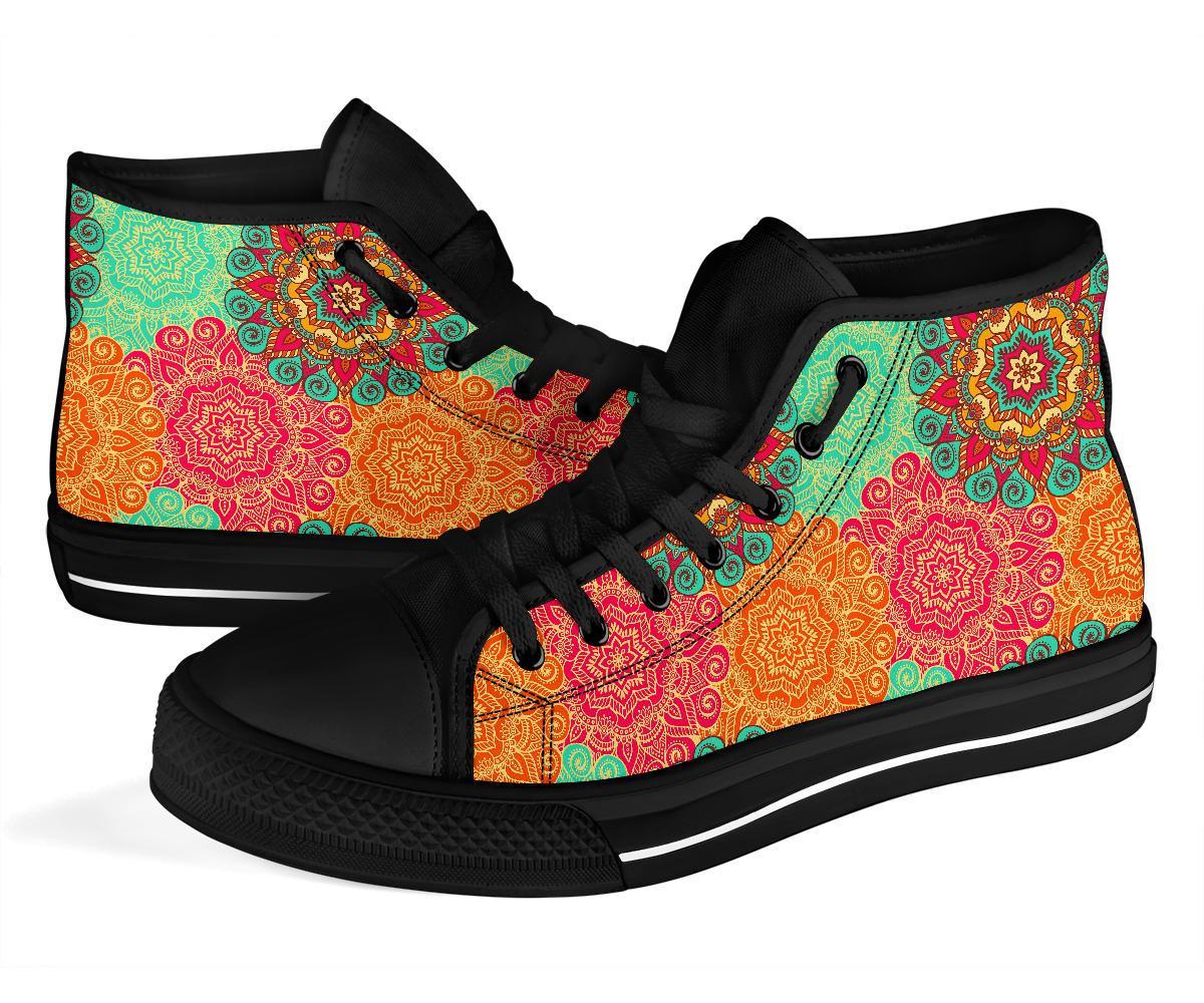 Mandala Bohemian Boho Pattern Print Men Women's High Top Shoes-grizzshop