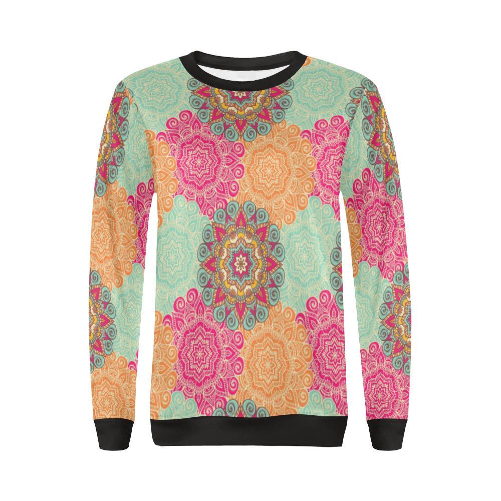 Mandala Bohemian Boho Pattern Print Women Crewneck Sweatshirt-grizzshop