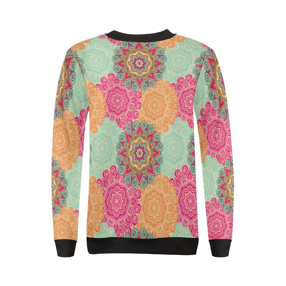 Mandala Bohemian Boho Pattern Print Women Crewneck Sweatshirt-grizzshop