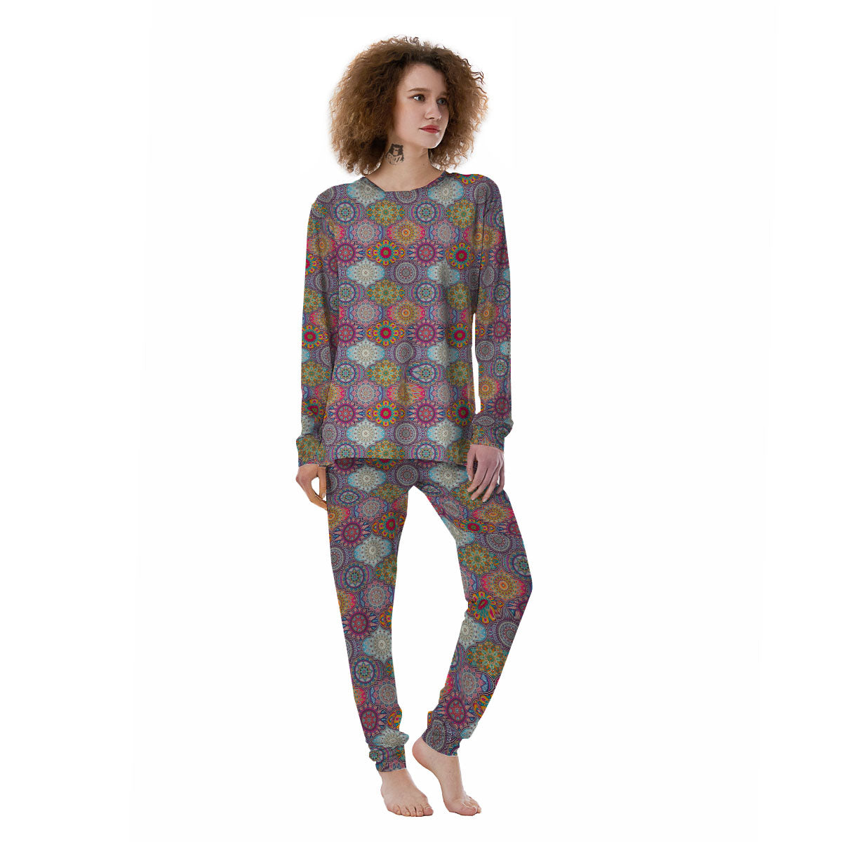 Mandala Bohemian Indian Print Pattern Women's Pajamas-grizzshop