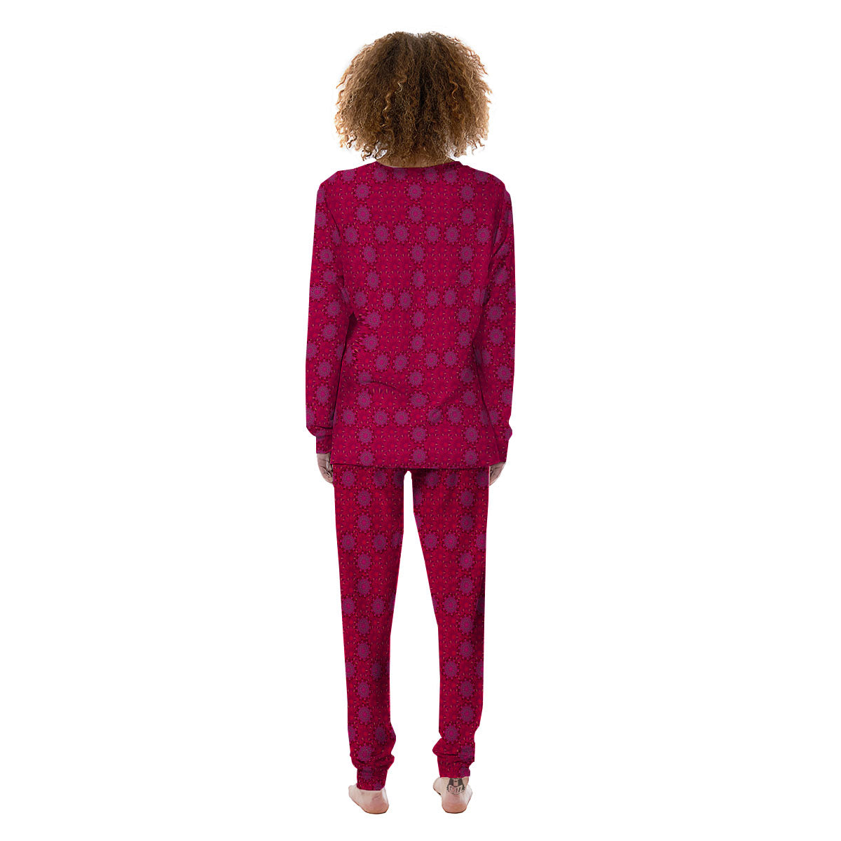 Mandala Bohemian Magenta Print Pattern Women's Pajamas-grizzshop