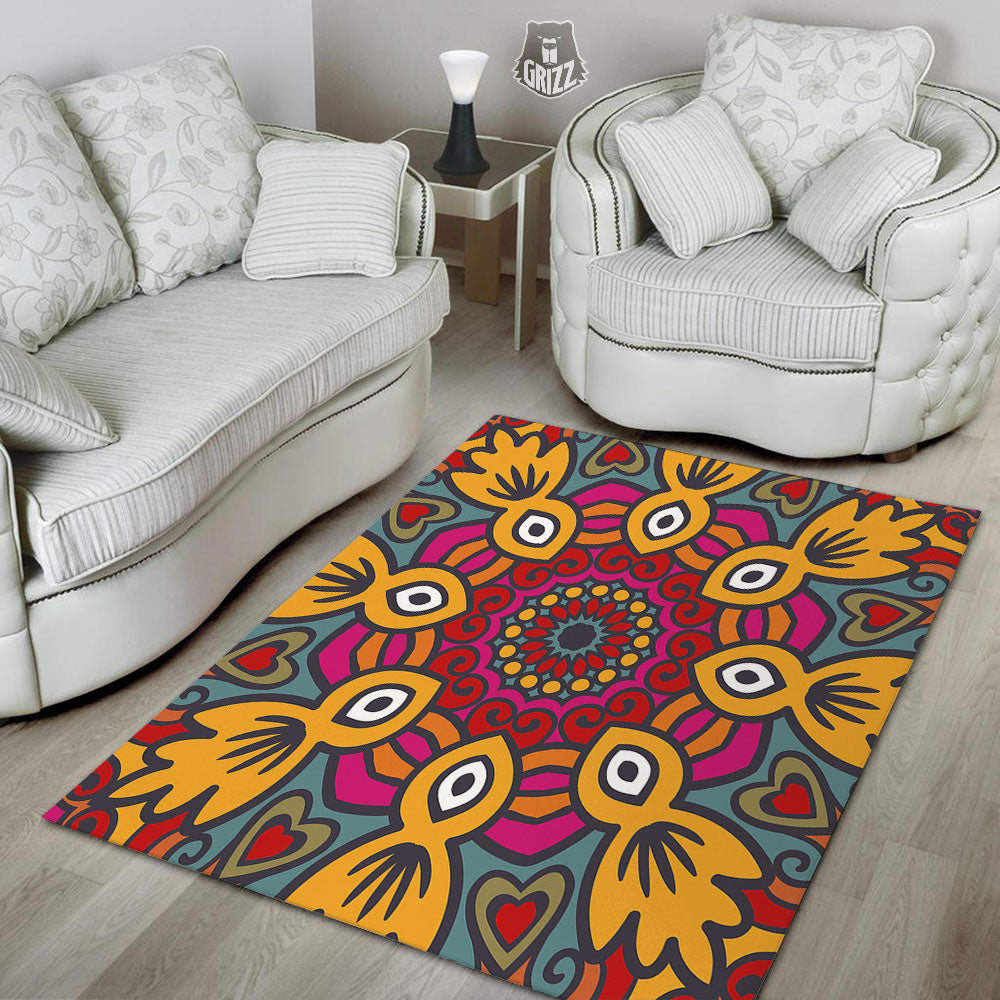 Mandala Bohemian Native Print Pattern Floor Mat-grizzshop