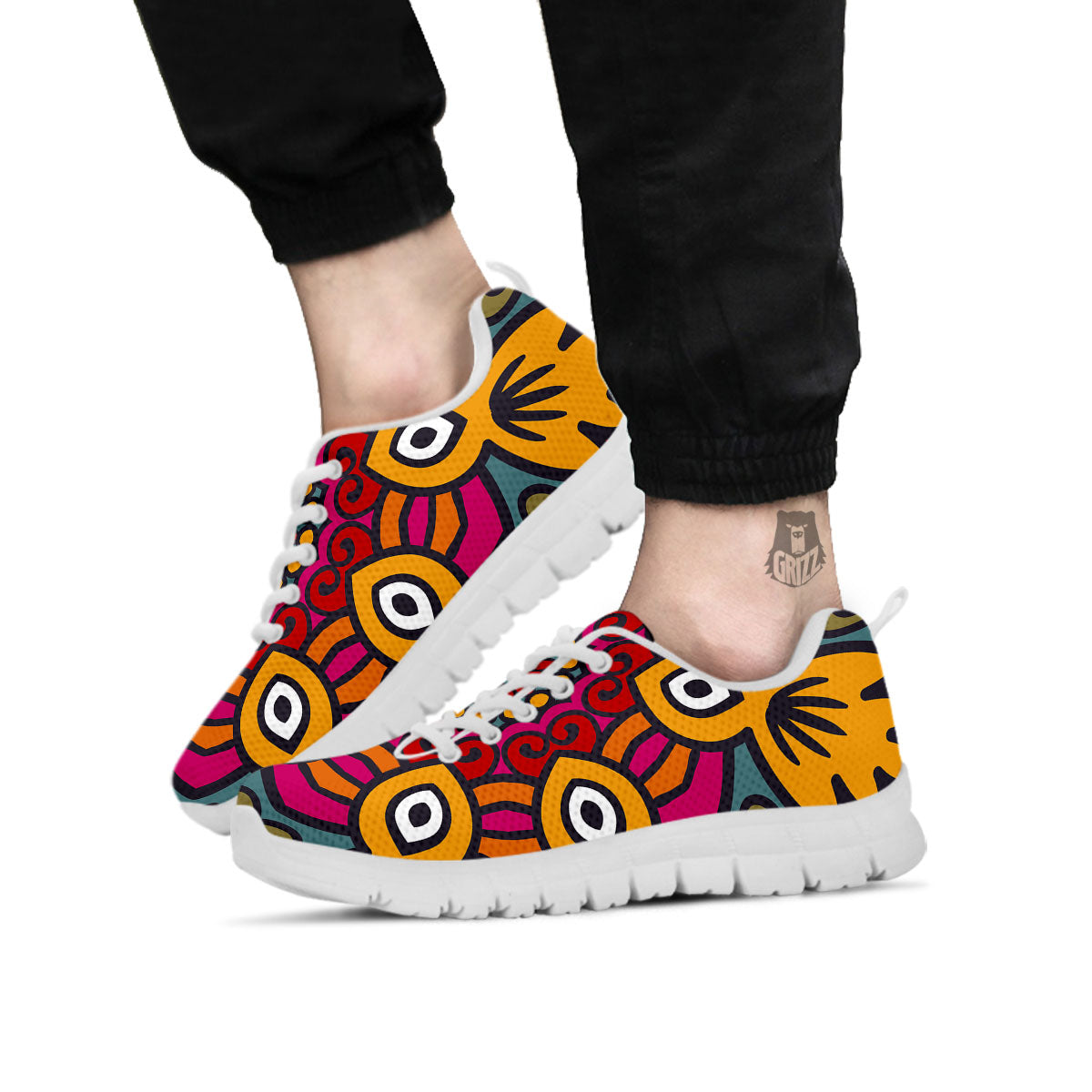 Mandala Bohemian Native Print Pattern White Sneaker-grizzshop