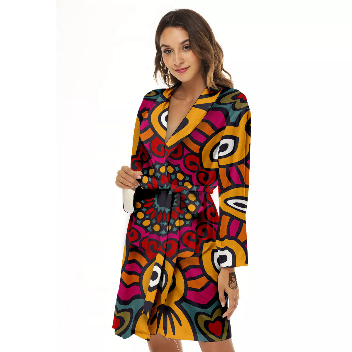 Mandala Bohemian Native Print Pattern Women's Robe-grizzshop
