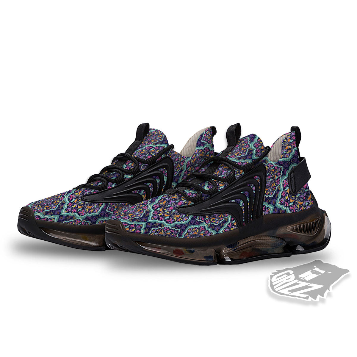 Mandala Bohemian Purple Print Pattern Black Gym Shoes-grizzshop