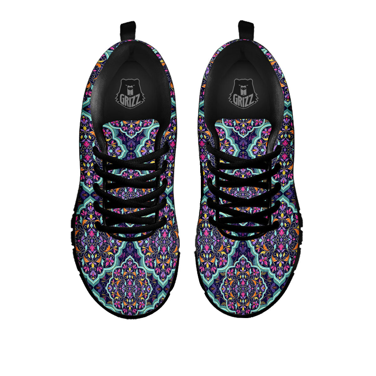 Mandala Bohemian Purple Print Pattern Black Sneaker-grizzshop