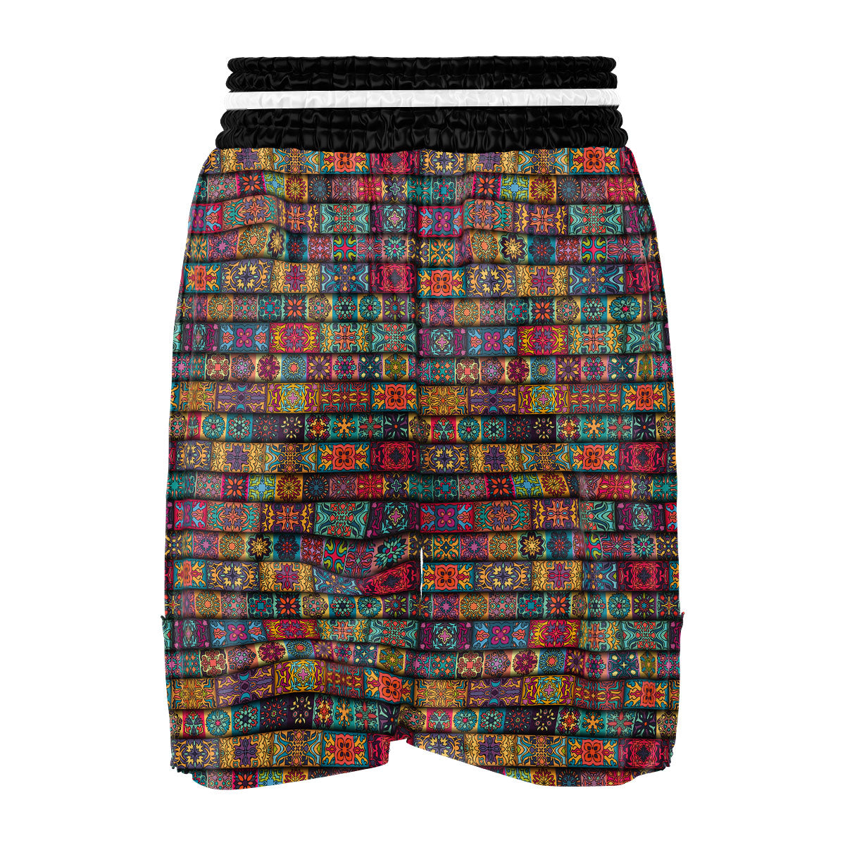 Mandala Bohemian Rectangle Print Pattern Boxing Shorts-grizzshop