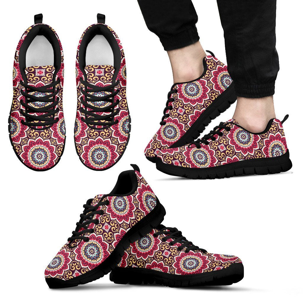Mandala Boho Bohemian Pattern Print Black Sneaker Shoes For Men Women-grizzshop