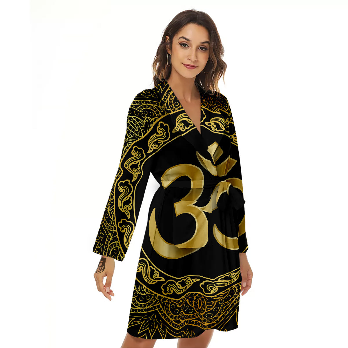 Mandala Boho Om Print Women's Robe-grizzshop