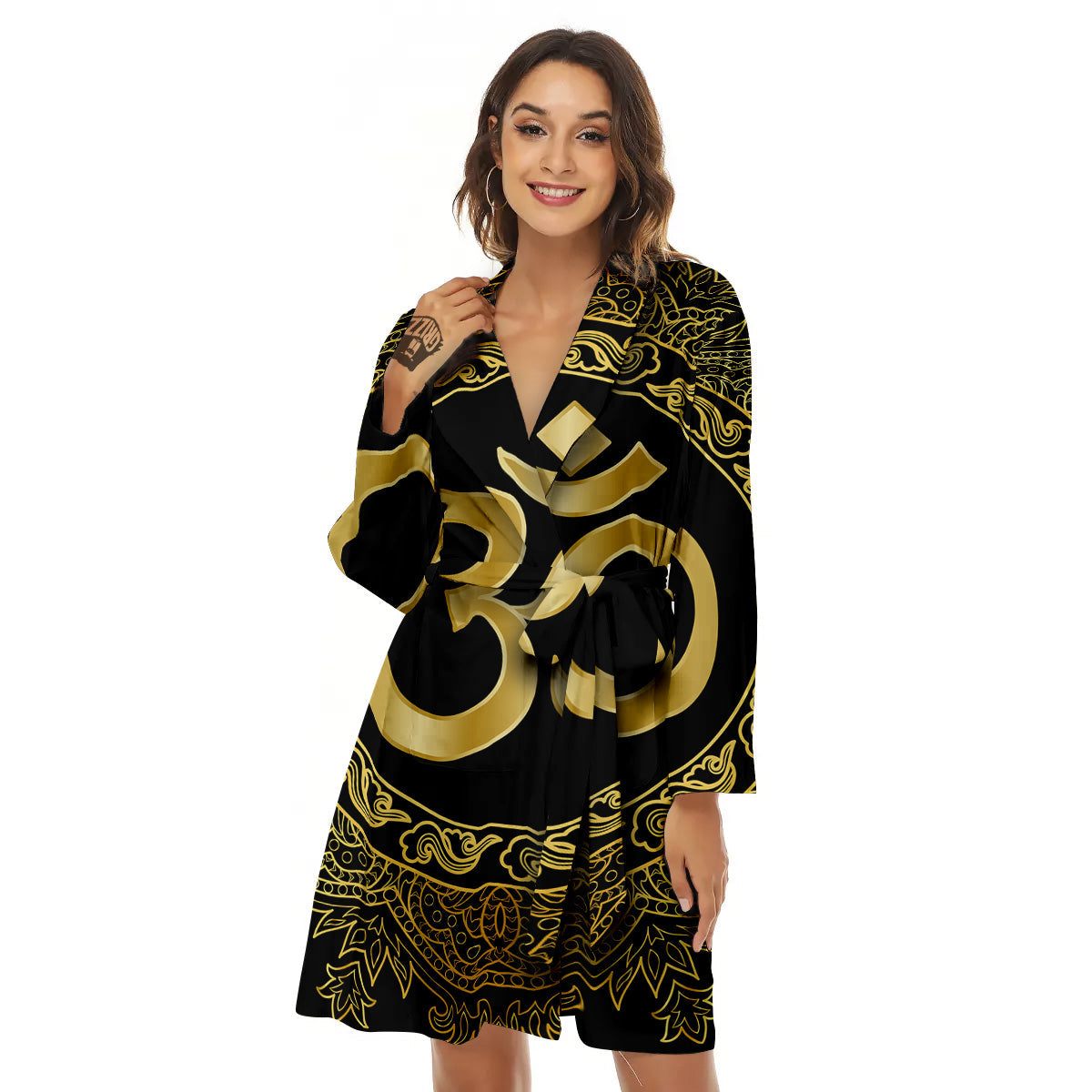 Mandala Boho Om Print Women's Robe-grizzshop