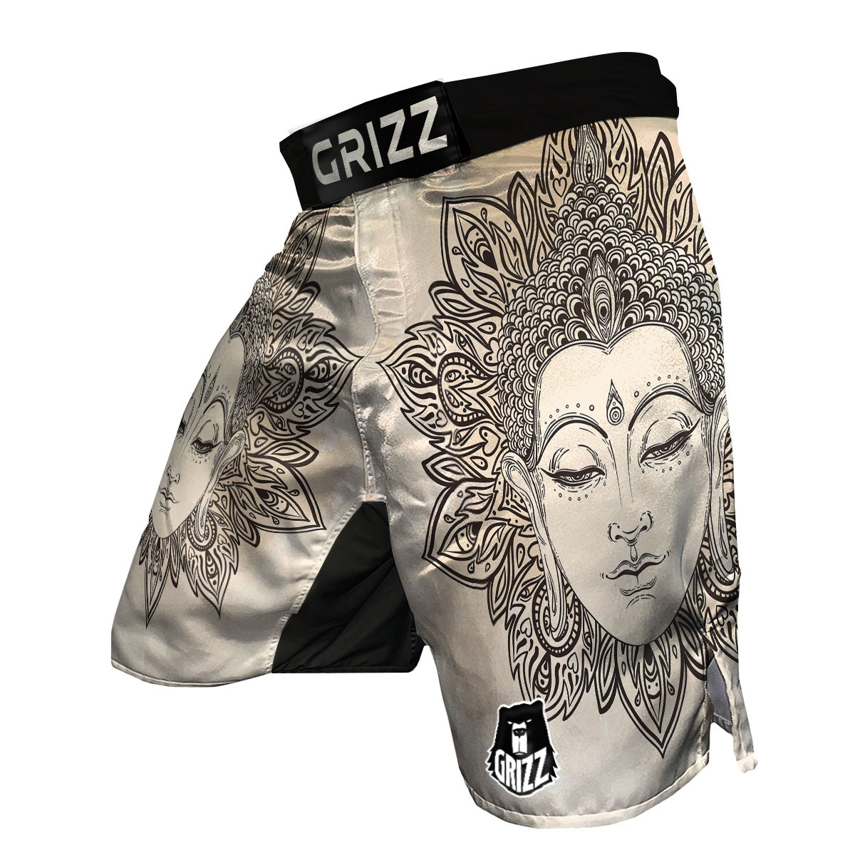 Mandala Buddha Beige Print MMA Shorts-grizzshop