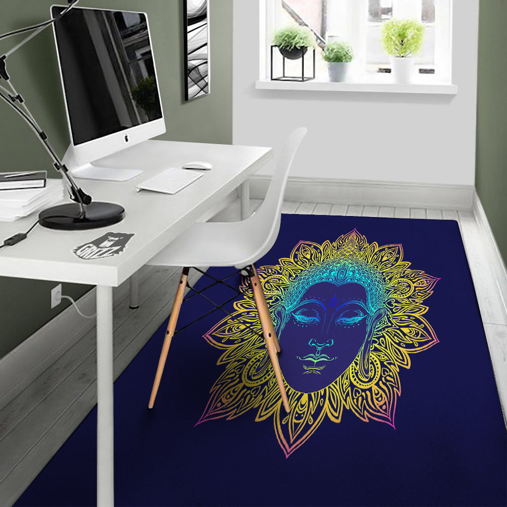 Mandala Buddha Colorful Print Floor Mat-grizzshop