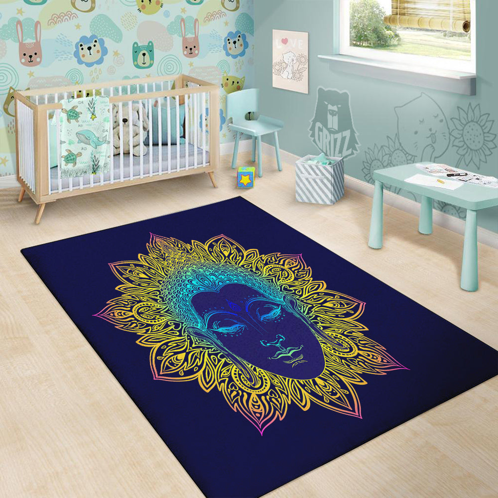 Mandala Buddha Colorful Print Floor Mat-grizzshop