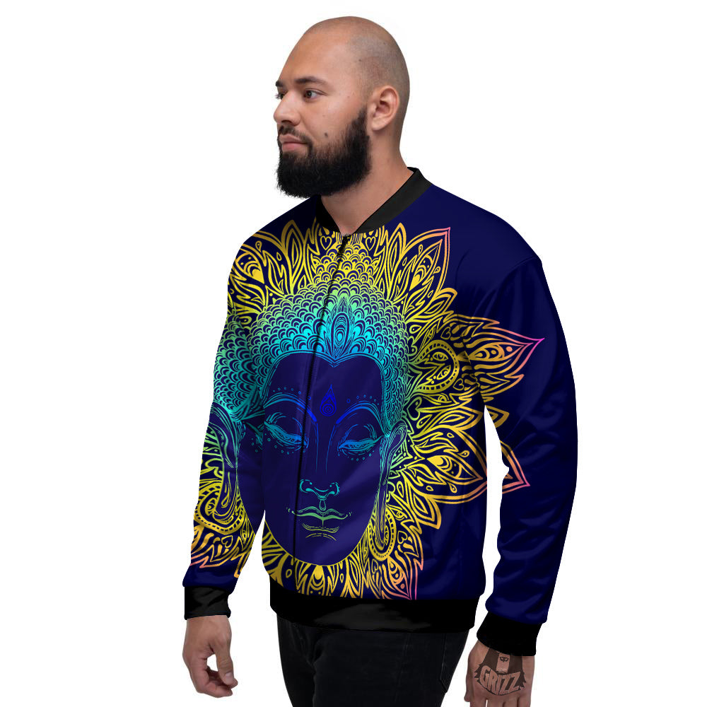 Mandala Buddha Colorful Print Men's Bomber Jacket-grizzshop