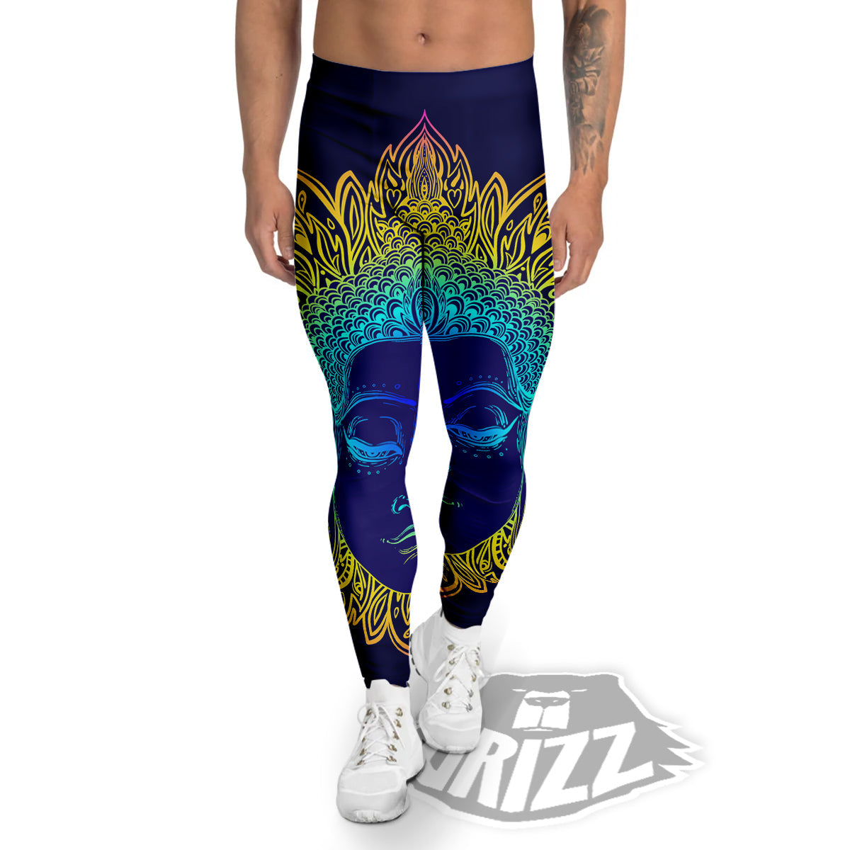Mandala Buddha Colorful Print Men's Leggings-grizzshop