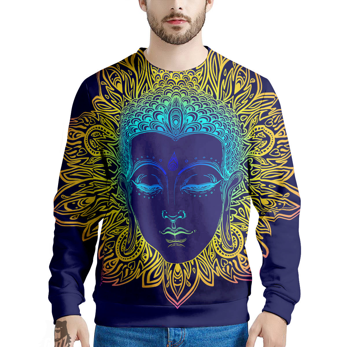 Mandala Buddha Colorful Print Men's Sweatshirt-grizzshop
