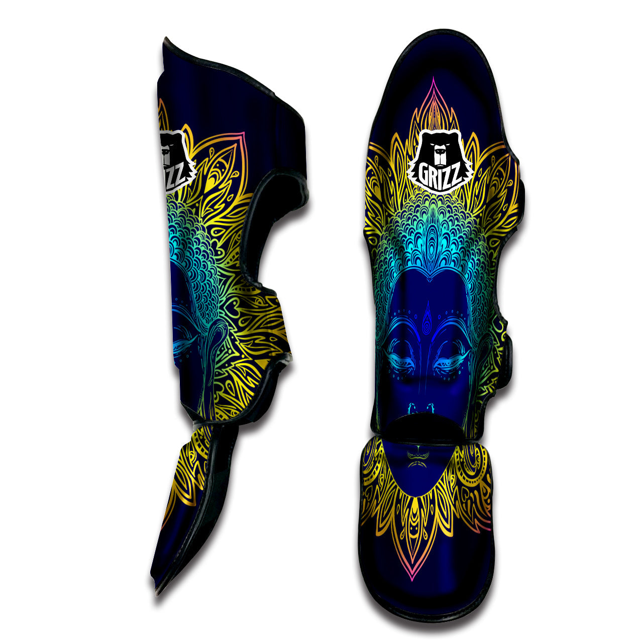 Mandala Buddha Colorful Print Muay Thai Shin Guards-grizzshop