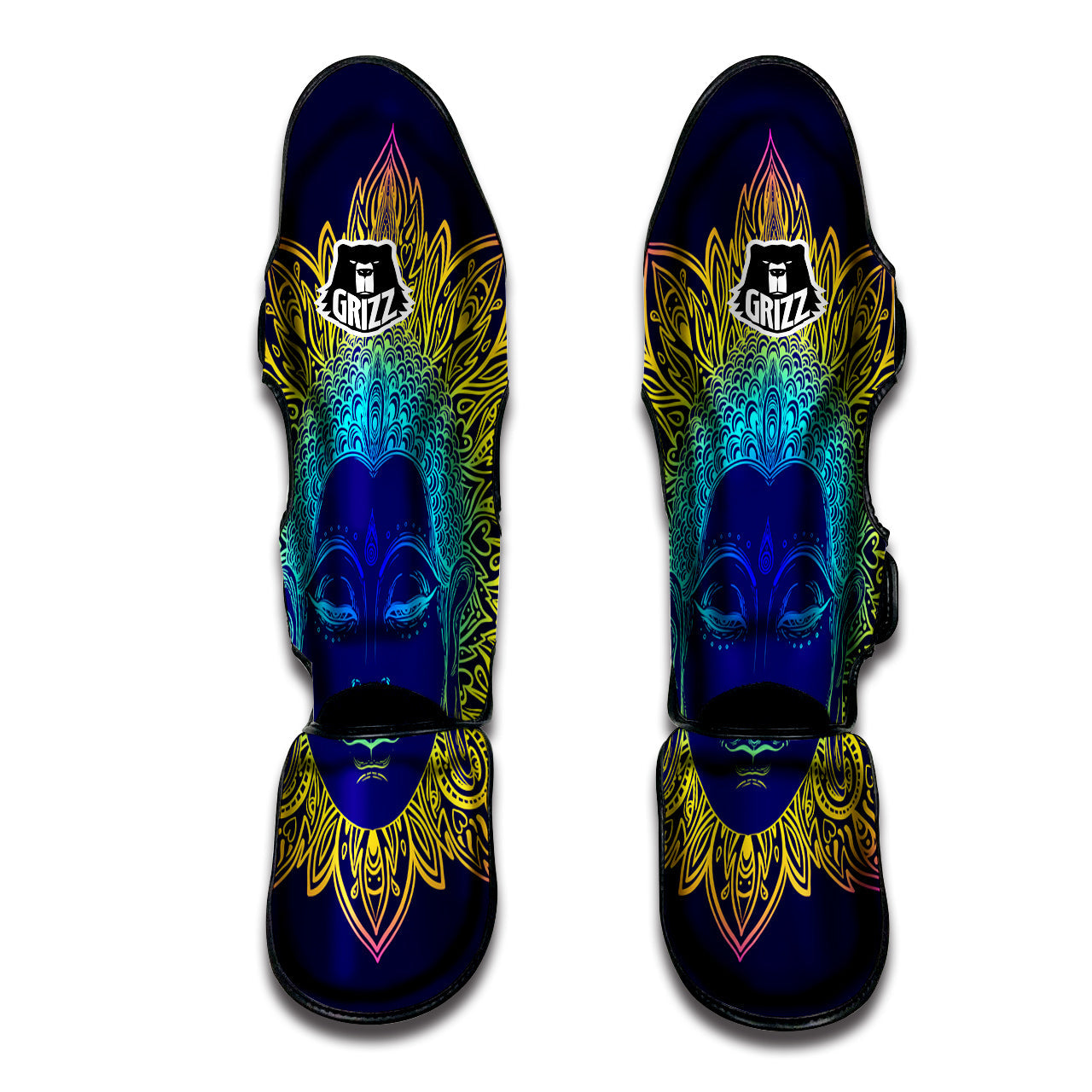 Mandala Buddha Colorful Print Muay Thai Shin Guards-grizzshop