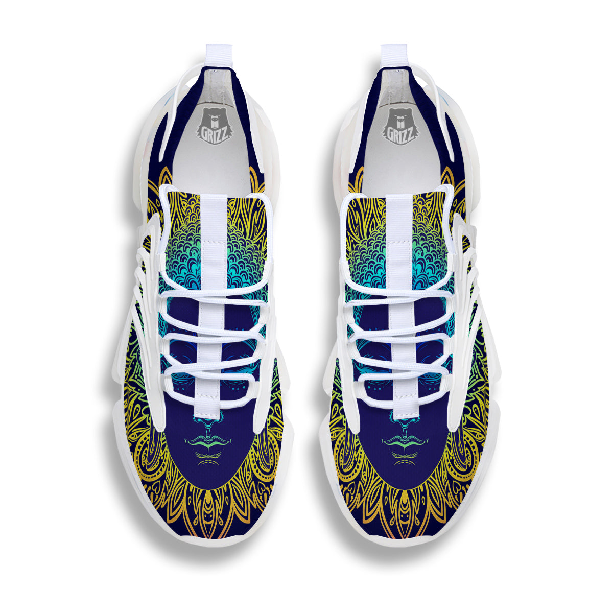 Mandala Buddha Colorful Print White Gym Shoes-grizzshop