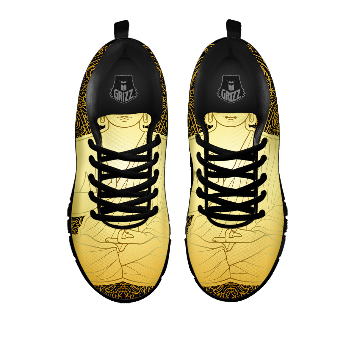 Mandala Buddha Statue Print Black Sneaker-grizzshop