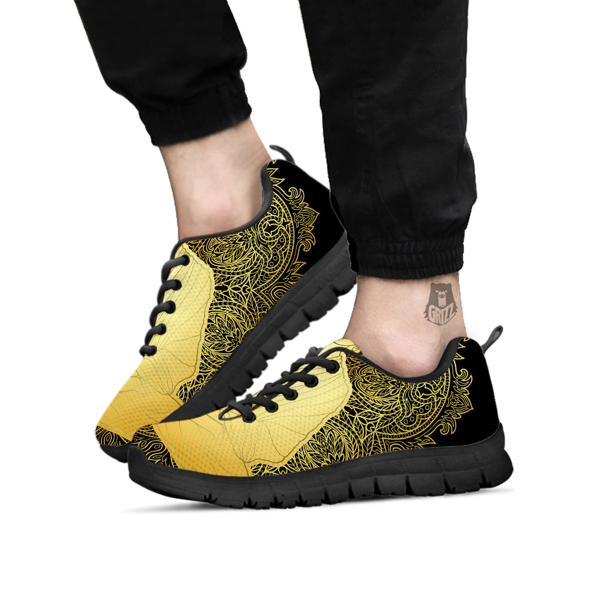 Mandala Buddha Statue Print Black Sneaker-grizzshop