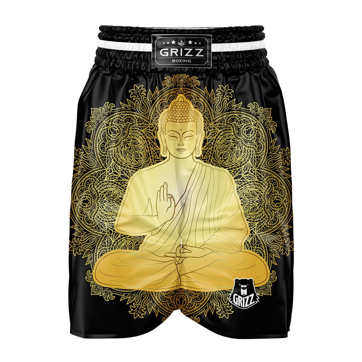 Mandala Buddha Statue Print Boxing Shorts-grizzshop