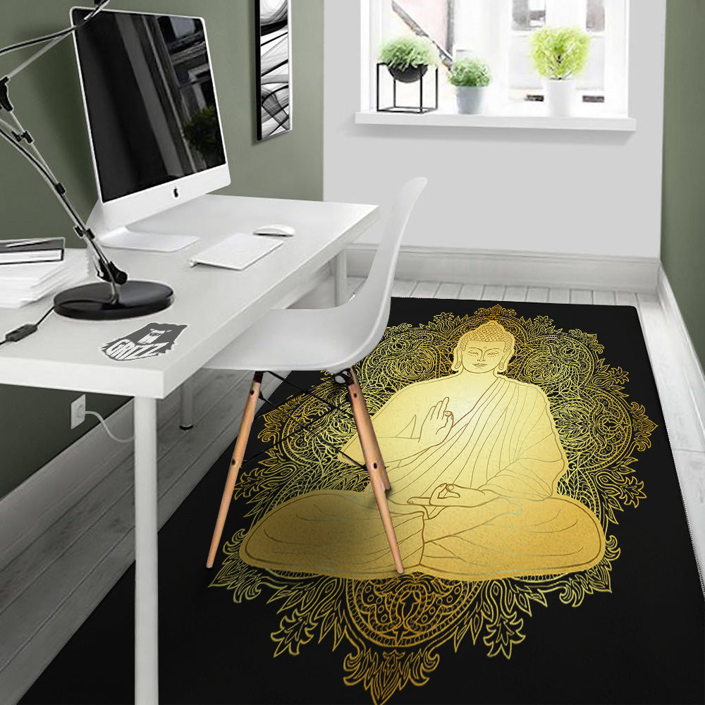 Mandala Buddha Statue Print Floor Mat-grizzshop