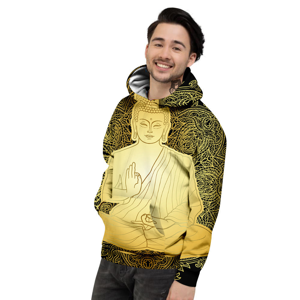 Mandala Buddha Statue Print Men's Hoodie-grizzshop