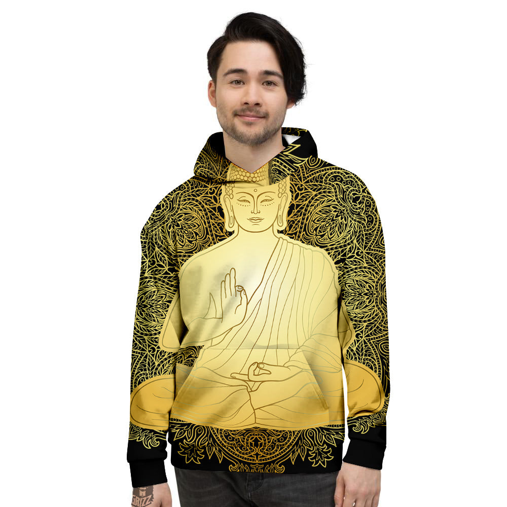 Mandala Buddha Statue Print Men's Hoodie-grizzshop