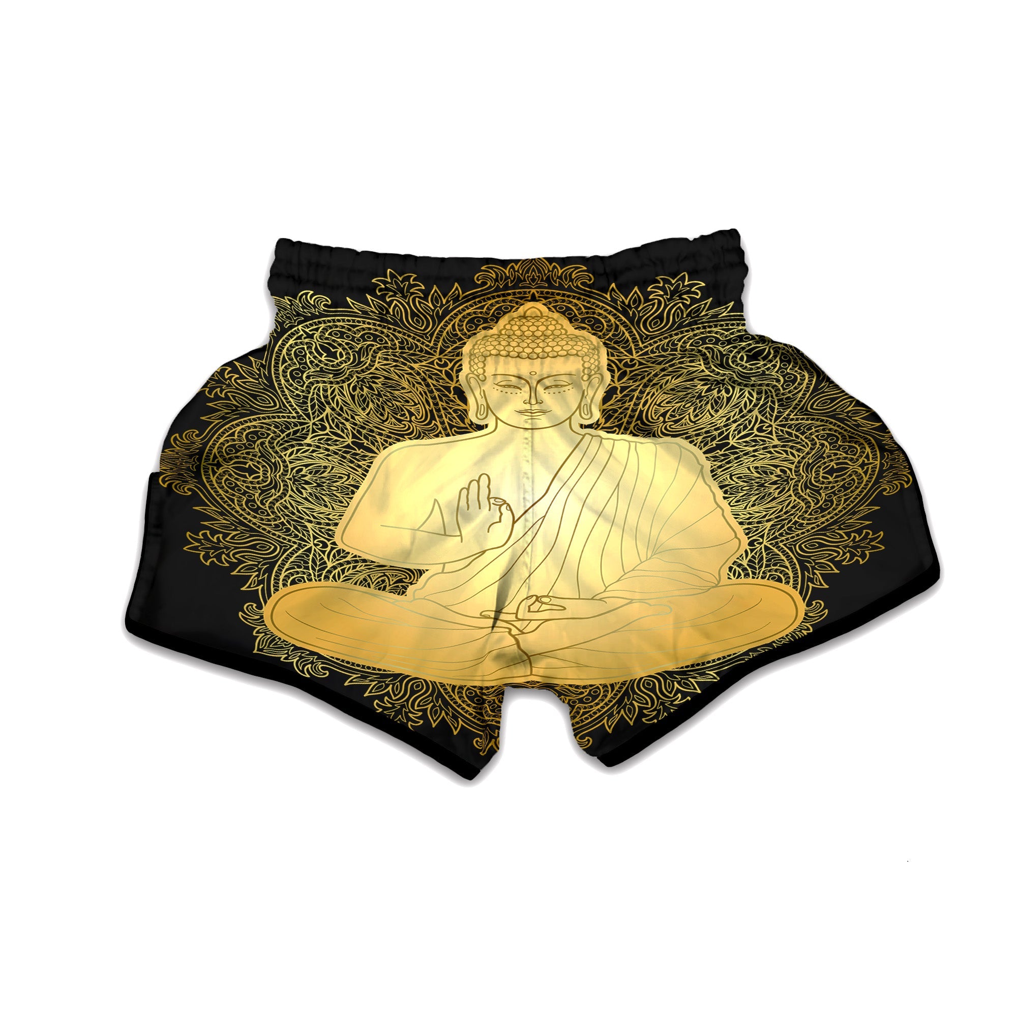Mandala Buddha Statue Print Muay Thai Boxing Shorts-grizzshop