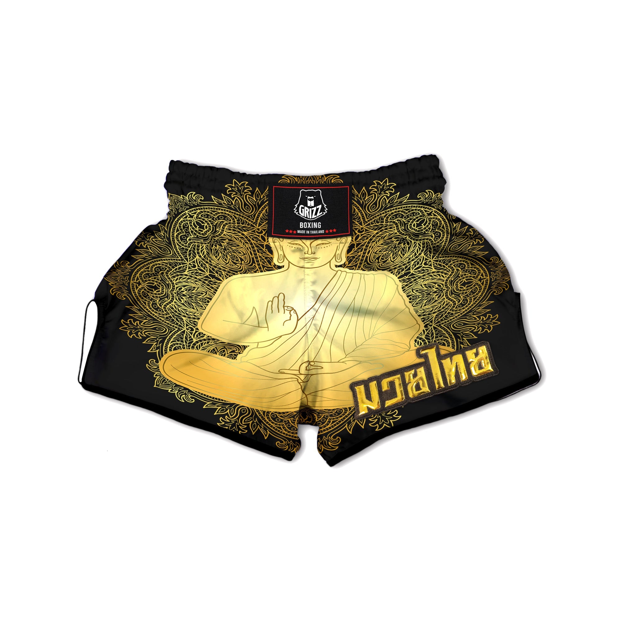 Mandala Buddha Statue Print Muay Thai Boxing Shorts-grizzshop