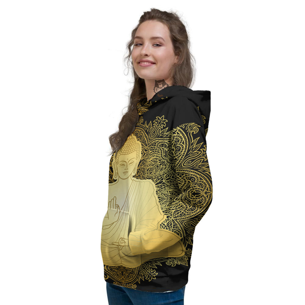 Mandala Buddha Statue Print Women's Hoodie-grizzshop