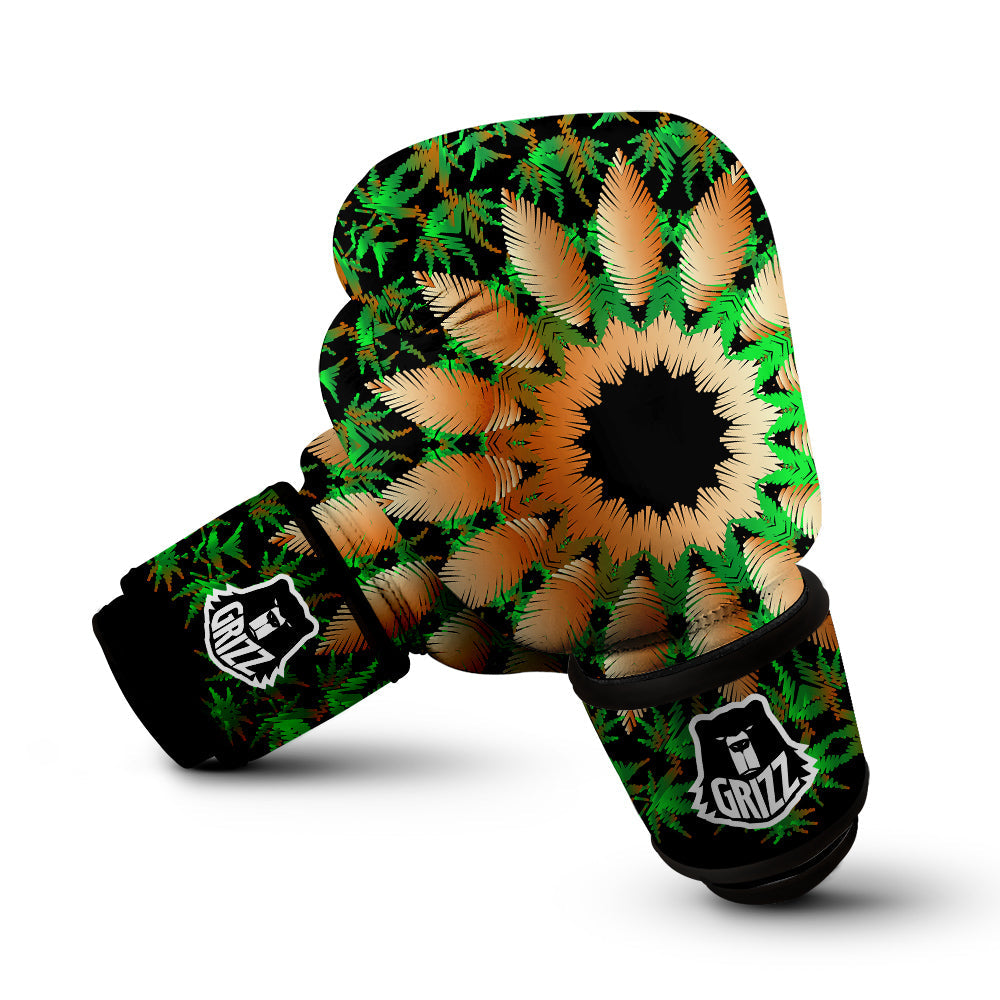 Mandala Cannabis Leaf Print Boxing Gloves-grizzshop