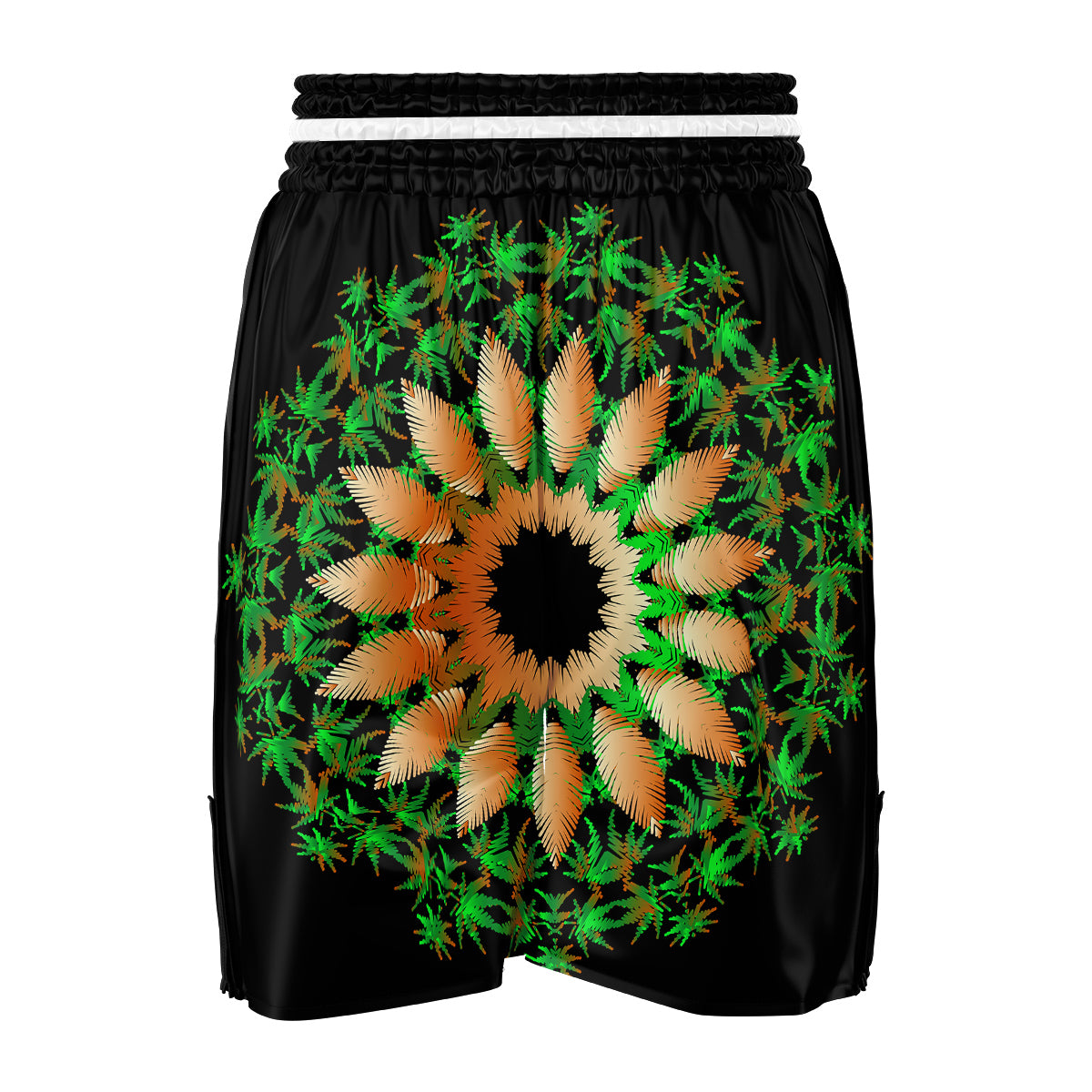 Mandala Cannabis Leaf Print Boxing Shorts-grizzshop