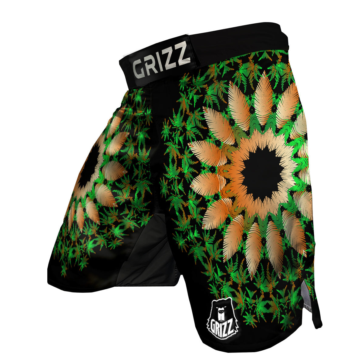Mandala Cannabis Leaf Print MMA Shorts-grizzshop