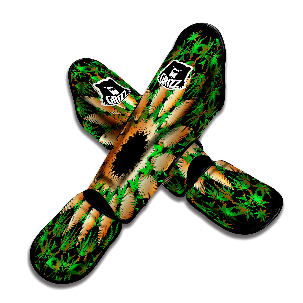 Mandala Cannabis Leaf Print Muay Thai Shin Guards-grizzshop