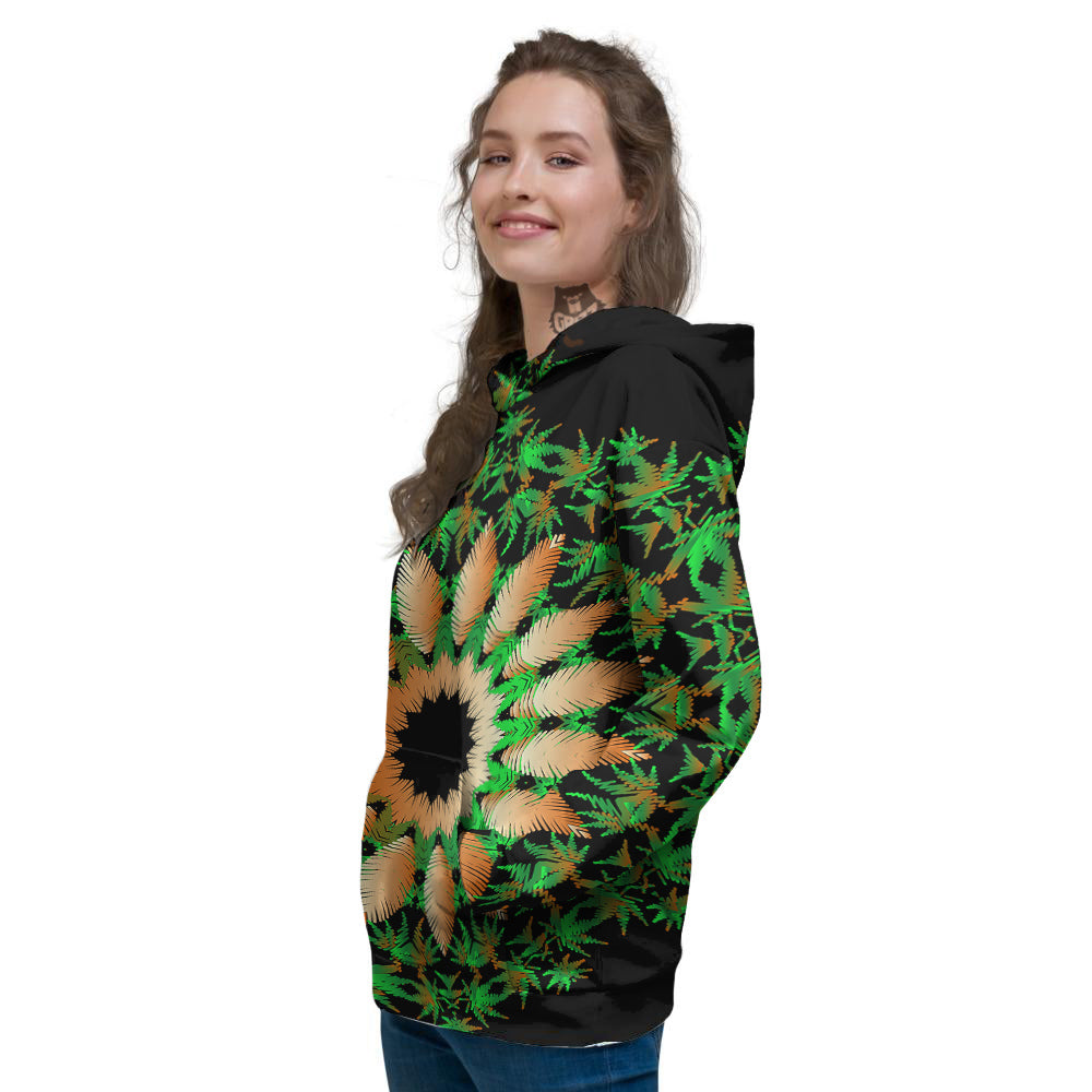Mandala Cannabis Leaf Print Women's Hoodie-grizzshop