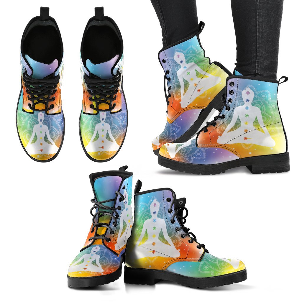 Mandala Chakra Design Women's Leather Boots-grizzshop