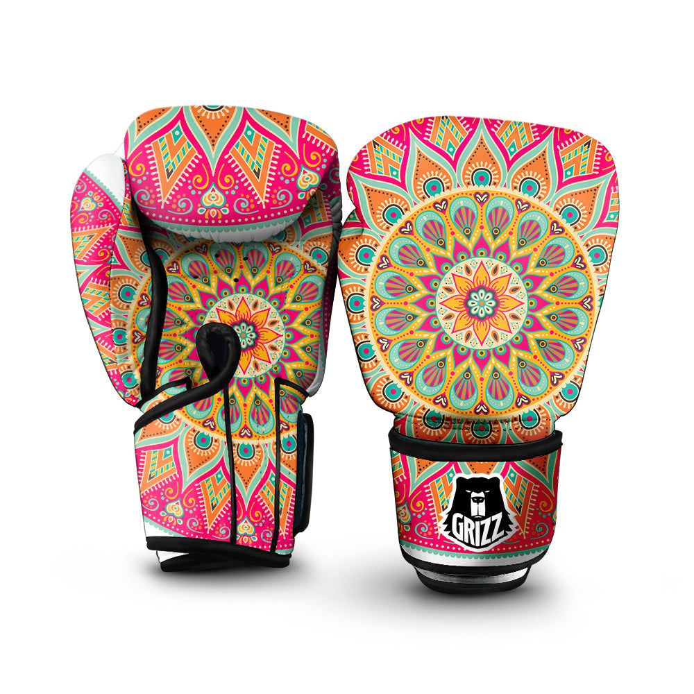 Mandala Circle Colorful Print Boxing Gloves-grizzshop